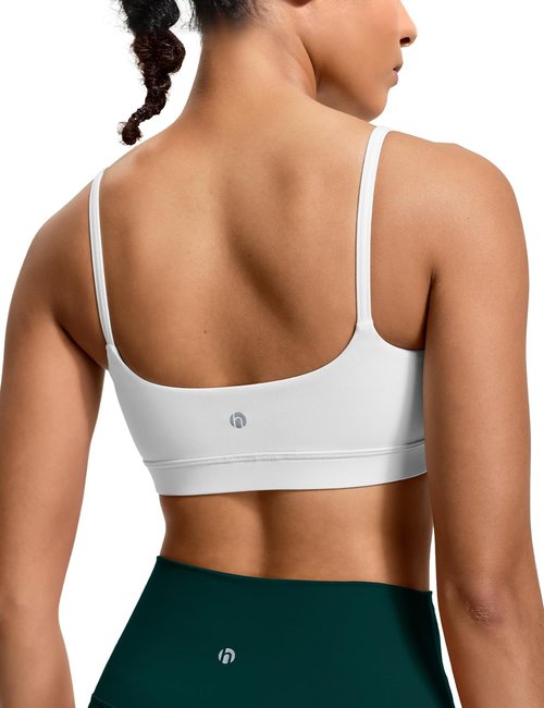 HeyNuts Women's Scoop Neck Sports Bra - Padded U-Back Camisole Yoga Top for A-C Cups