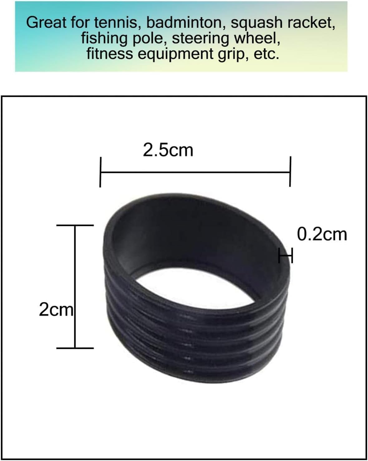 SelHeng 10Pcs Black Tennis Racket Handle Rubber Ring Stretchy Tennis Racquet Band Overgrips, Tennis Racket Grips, Racquet Accessories