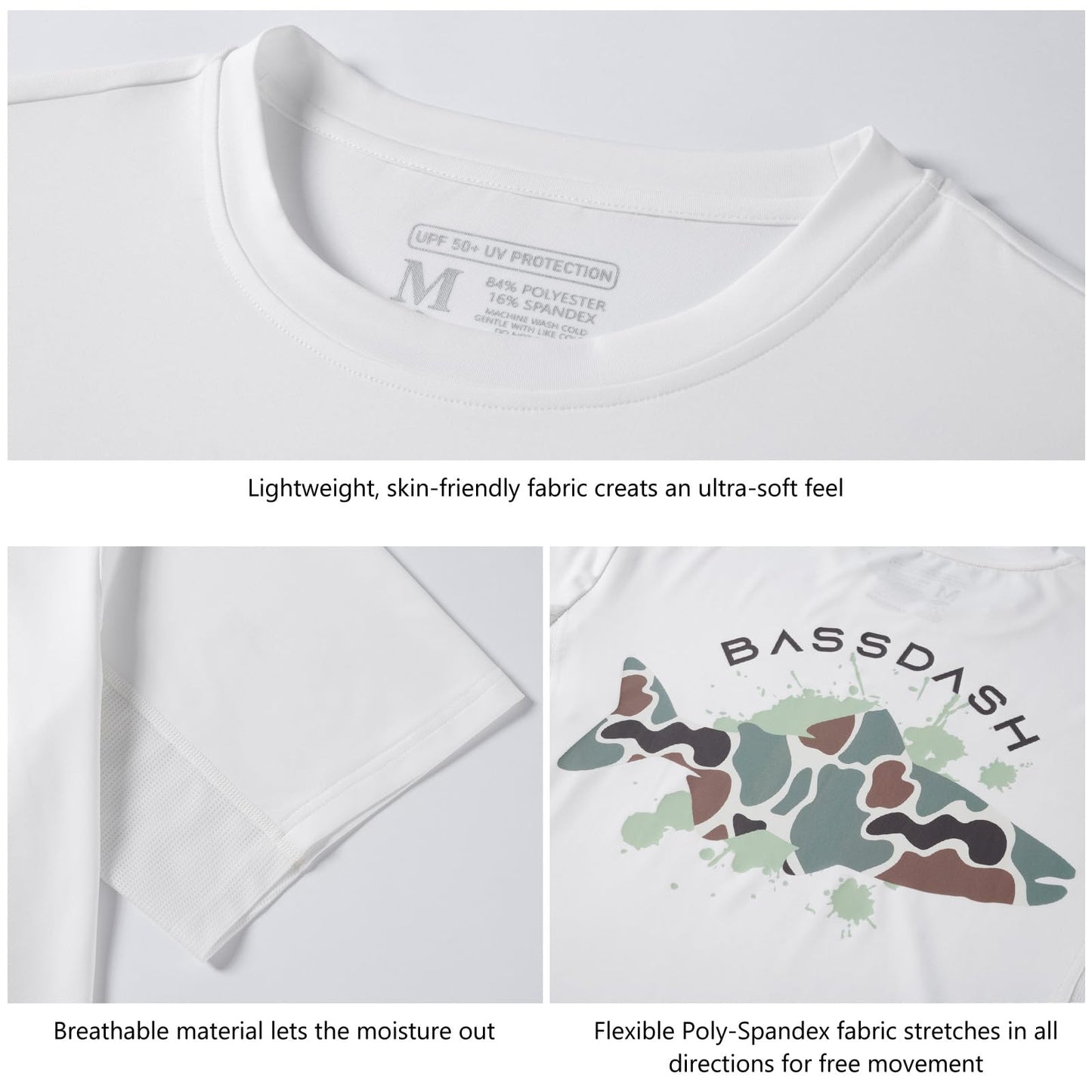 BASSDASH Men’s Graphic T-Shirts Short Sleeve Fishing Shirt UPF 50+ Moisture Wicking UV Sun Protection FS36M