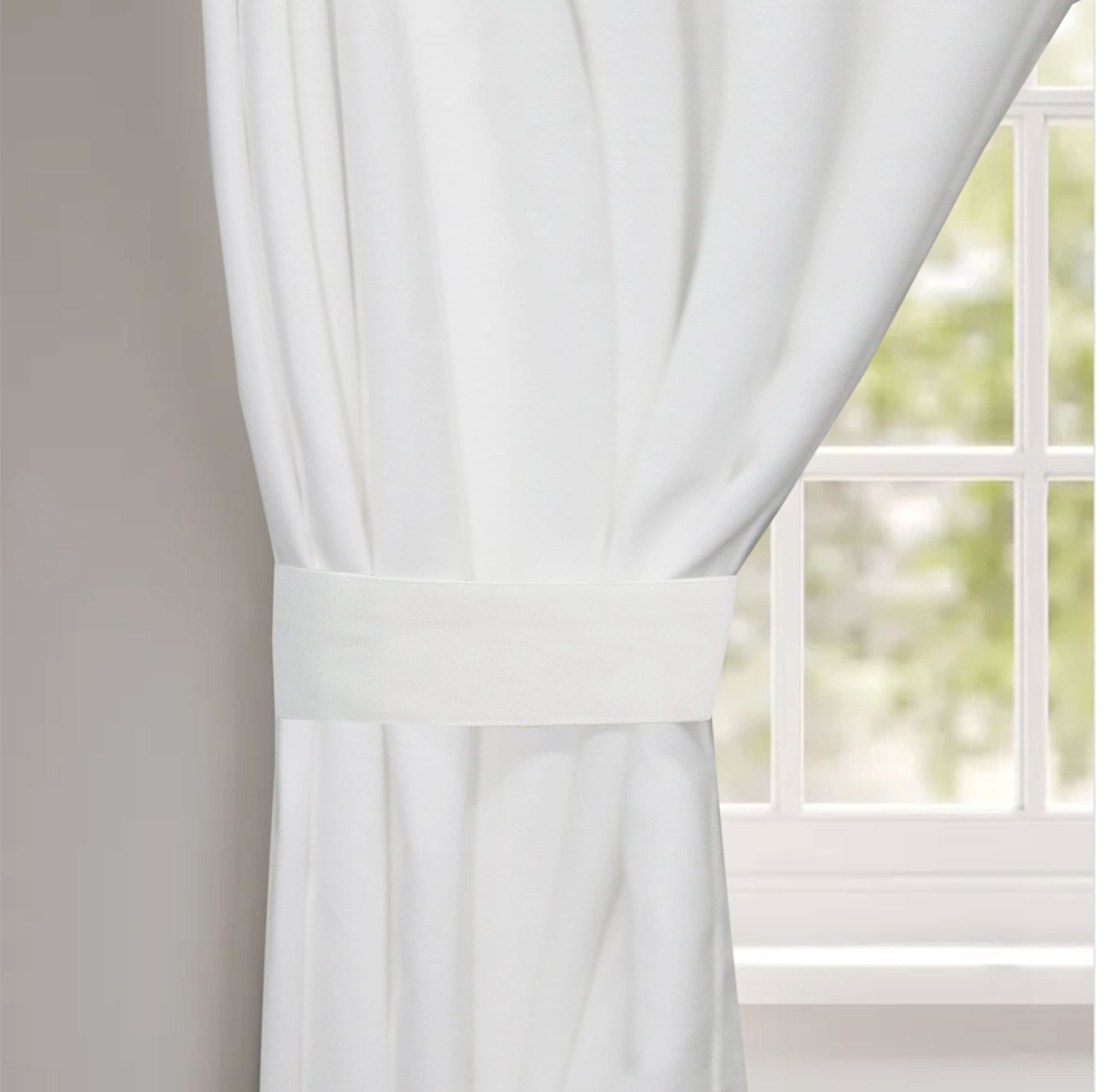 COTTON CRAFT White Curtains - 84 Inch Length - 2 Window Panels Set - Shrink Resistant Thick Duck Fabric Drapes with Tie Backs – Reverse Tab Top Light Filtering Privacy for Bedroom, Living Room – 50x84