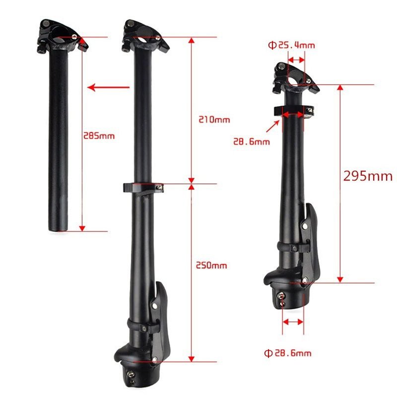 S SENQI Folding Bike Stem Quick-Release Right Fold Aluminum Alloy Adjustable Stem Without Teeth BSZ002 25.4×28.6×460mm(Black)