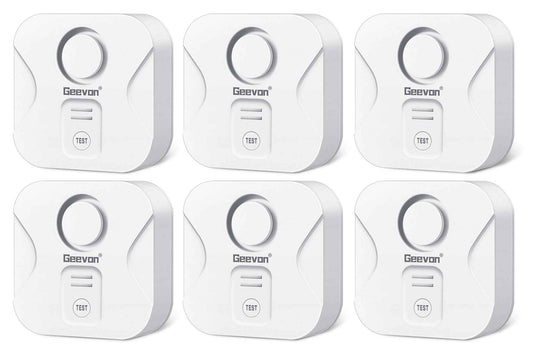 Geevon 4 Pack Water Leak Detectors for Home, 100dB Loud Water Alarm Sensor Leak Detection with Drip Alert for Basements, Laundry Rooms, Kitchen, IP56 Waterproof(Battery Included)