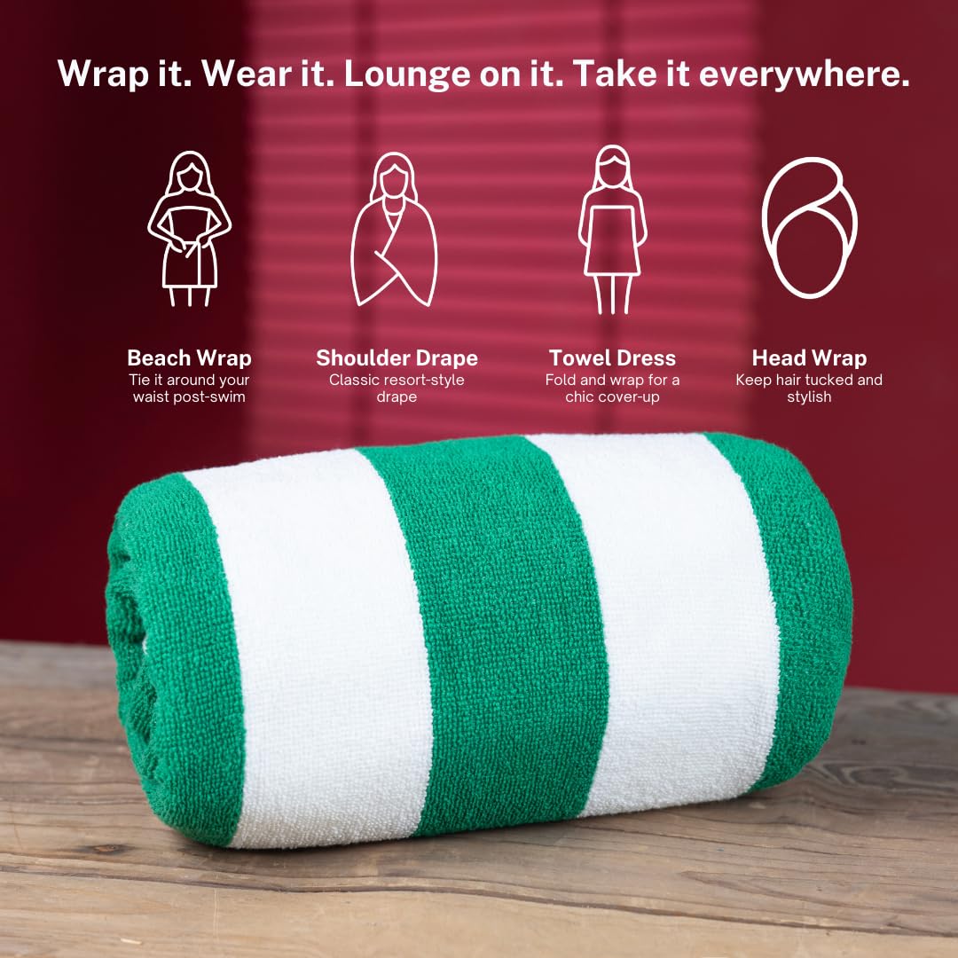 9Threads Cotton Turkish Beach Towel with Towels Oversized 30"x60" Pool Absorbent Extra Large Quick Dry Sand Travel Towel (Cabana Mix, 4 Pack)