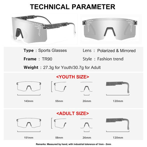 FIXEROS Two Sizes Polarized Baseball Sunglasses For Adults and Youth Boys Girls Kids UV400 Men Women Cycling Outdoor Sports Sun Glasses-FAY26