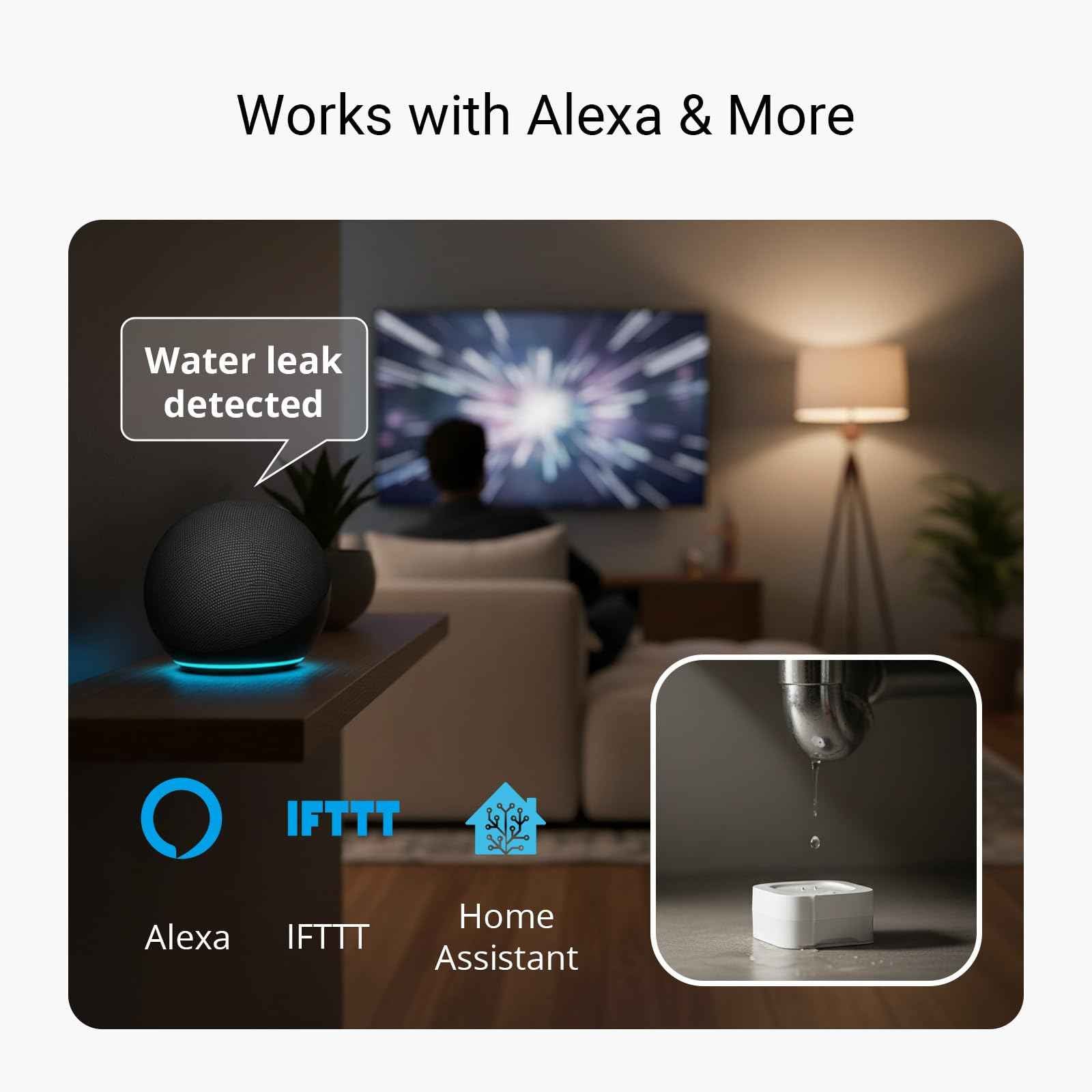 YoLink Water Leak Starter Kit: Hub + 4 Leak Sensor 4 (105 dB Siren), LoRa Long-Range, App/SMS/Email Alerts, D2D Offline, 2 AAA Up to 5-Year Battery, Compatible with Alexa/IFTTT/Home Assistant