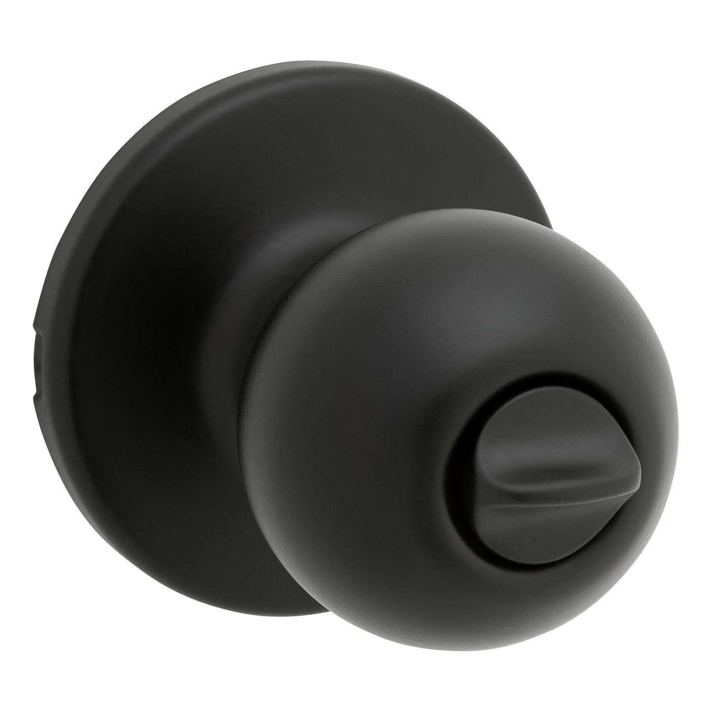 Kwikset Polo Interior Privacy Door Knob with Lock, Door Handle for Bathroom and Bedroom, Matte Black Keyless Turn Lock Doorknob, with Microban Protection