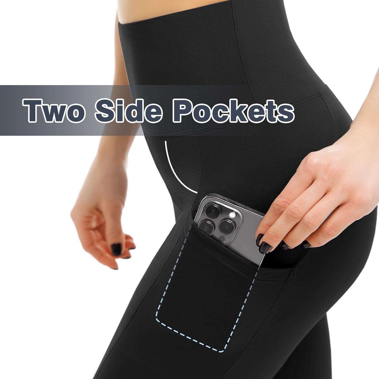 Skiennix High Waisted Leggings - 2 Pack with Pockets for Women | Soft Yoga & Gym Wear