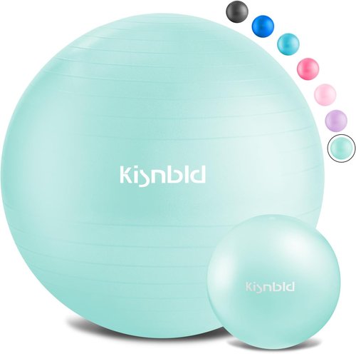 Kisnbld Exercise Ball - Extra Thick Anti-Burst Yoga & Stability Ball | 4 Sizes with Foot Pump for Home & Gym