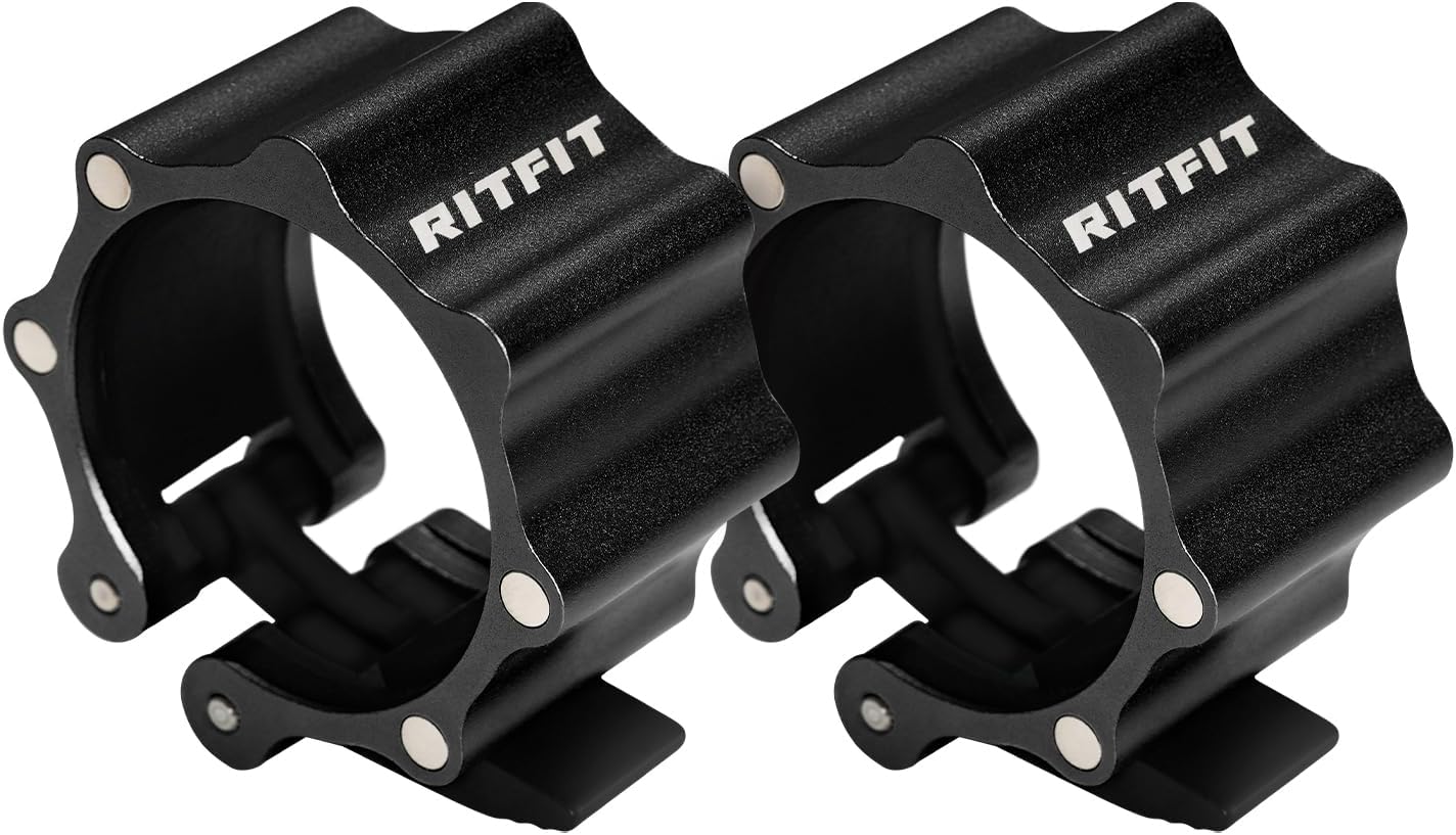 RitFit Magnetic Barbell Collars - Heavy Duty Aluminum Alloy with Quick Release & Non-Slip TPR Pads (Pair)