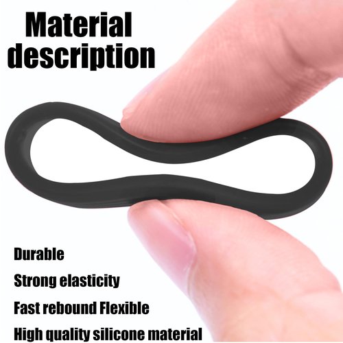Huakaile 10 Pcs Tennis Grip Band, Silicone Racket Sealing Rings, Non-Slip Racquet Handle Finishing Ring, Overgrip Protector Fix Ring for Pickleball Paddle Badminton Squash Racquet (Black)