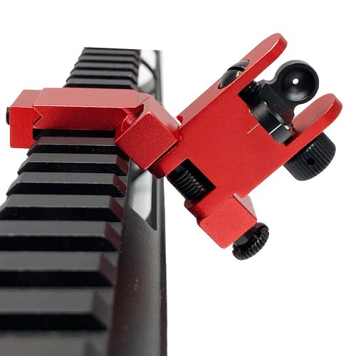 Fiber Optic 45 Degree Offset Iron Sight Set - Rapid Transition Front and Rear Backup Sights for Picatinny Rail (45 Degree Flip Up Sights-Red) ST4502R