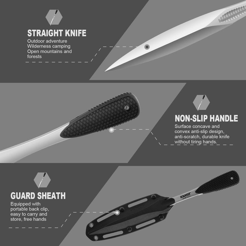kaimeisite Bayonet Knife with Sheath: Fixed Blade Tactical Bayonet Knives for Survival Hunting Camping - 3.9" Japanese Aus-8 Steel Blade