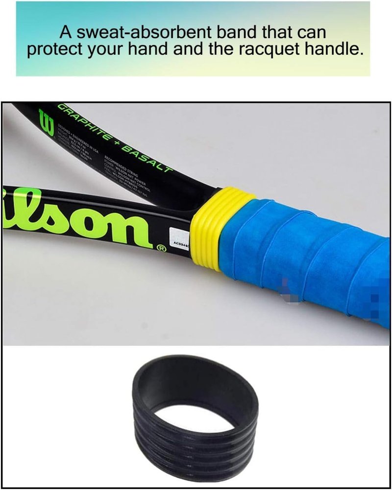 5 Pcs Black Tennis Racket Handle Rubber Ring Stretchy Tennis Racquet Band Overgrips, Tennis Racket Grips Racquet Accessories