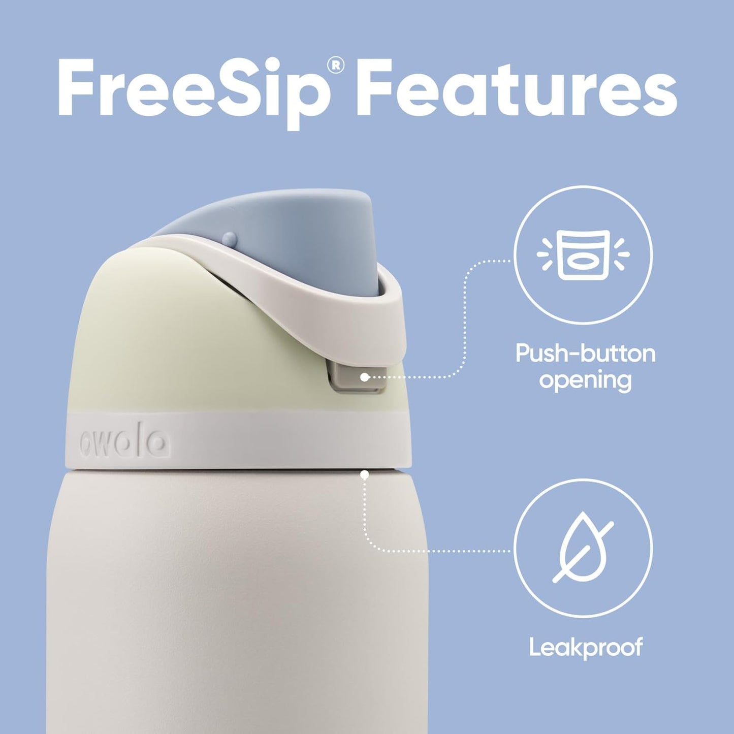 Owala FreeSip Insulated Stainless Steel Water Bottle - 32 oz BPA-Free with Straw | Iced Breeze Color