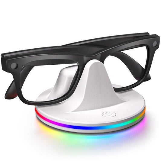 Charging Dock for Meta Glasses RayBan Gen 2: Wayfarer, Skyler, Headliner & Oakley HSTN Smart Glasses Accessories, Charging Station with LED Power Status Light, 7-Color RGB Light, USB-C Cable, White