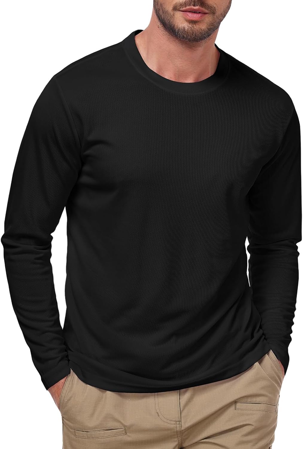 Skiennix Men's UPF 50+ Long Sleeve Tee - Quick Dry UV Sun Protection for Athletic Activities