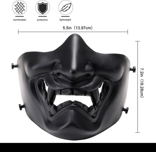 Airsoft Half Protective Fashion Masks, Evil Demon Monster Kabuki Samurai Hannya Oni Half Face Protective Masks Masquerade BallHalloween Cosplay