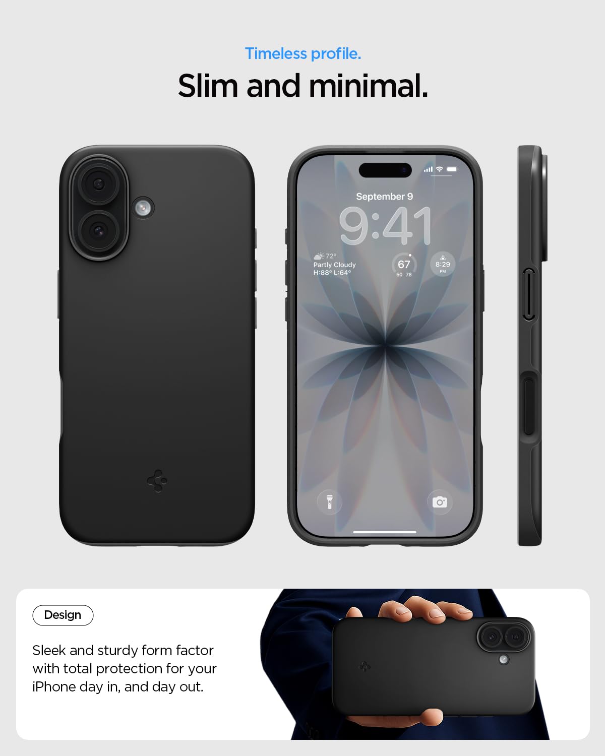 Spigen for iPhone 17 Case, Thin Fit MagFit [TPU Covered Camera Control] [Compatible with MagSafe] - Black