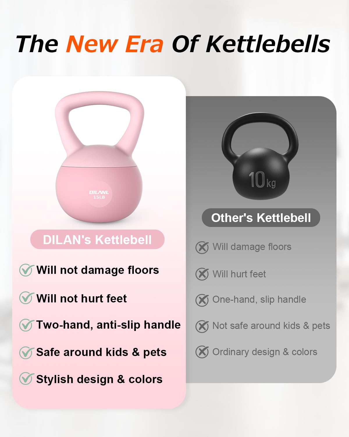 Soft Kettlebell, Safe Strength Training Kettle bell, Cushioned Impact-Resistant Base and Anti-Slip Grip Weight, Kettlebells Set for Home Workouts and Men/Women/ Beginners,With Non-slip Gloves (Pink, 15 LB)