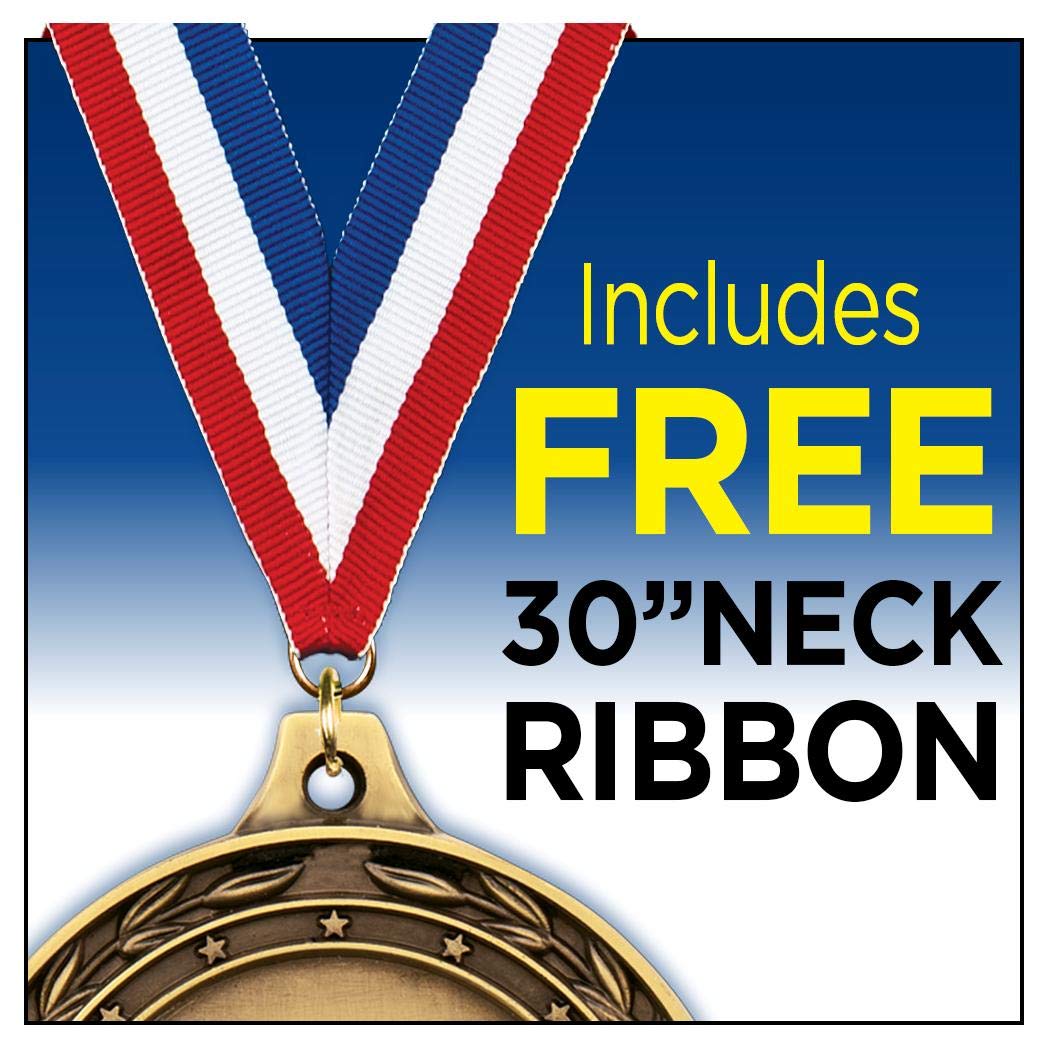 Crown Awards Your Personalization Medals - 2.5" Gold Diamond Cut Engraving Medal Award with Neck Ribbon, Custom Free Engraving