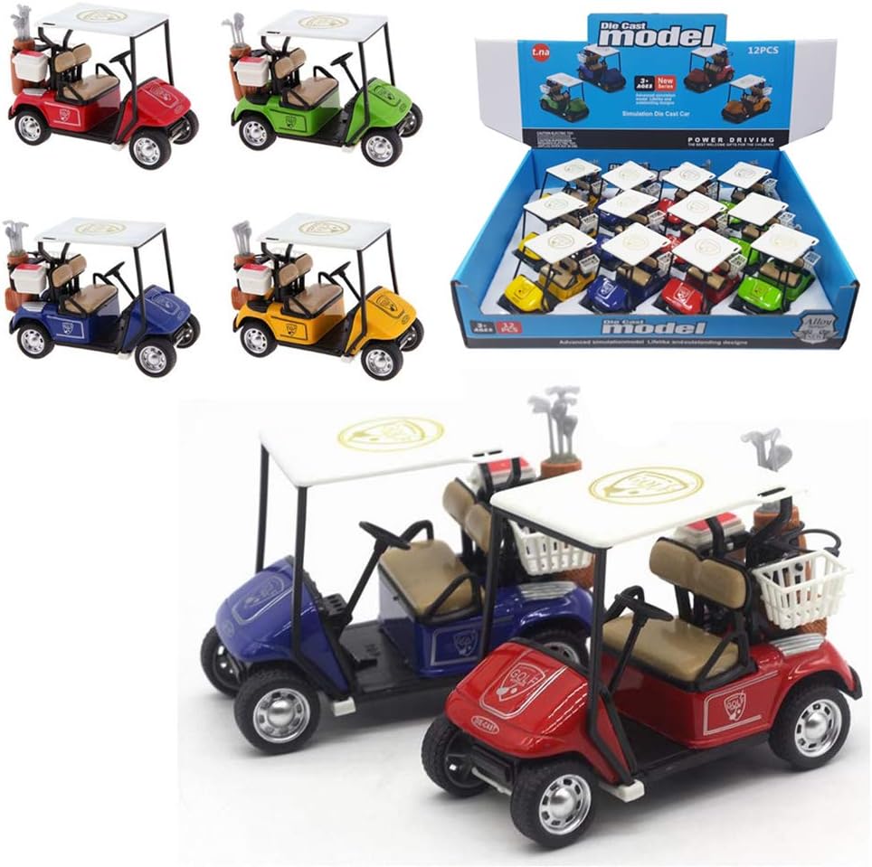 Skiennix Mini Golf Cart Replicas - 4" Diecast Alloy Metal Pullback Action | 1:32 Scale Model for Table Decor