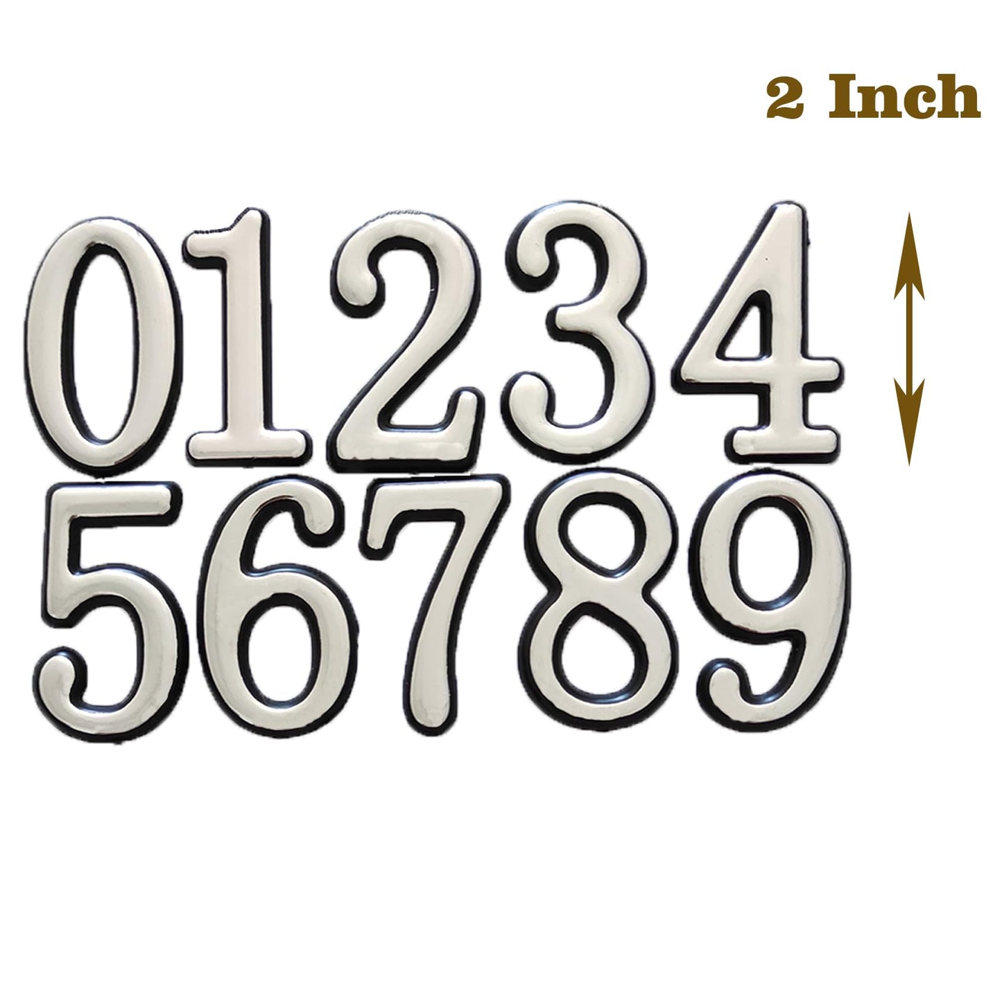 Mailbox Numbers for Outside, MONNCHA House Numbers for Mailbox 3D Self Adhesive mailbox Numbers 2 Inch Door Address Numbers Stickers for Mailbox, Apartment, House, Trash Bins - Silver