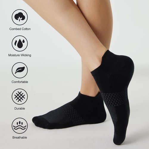 CS CELERSPORT Women's Ankle Running Socks - Cushioned Athletic Sport Socks | 5 Pairs