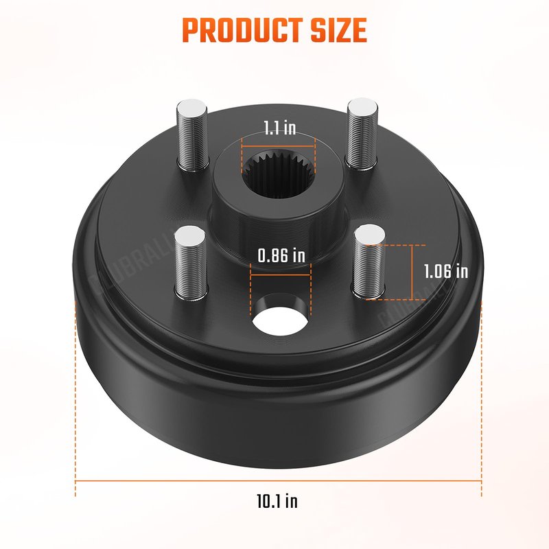 CLUBRALLY Golf Cart Brake Drum, Large Hole Fine Splined Brake Drum Assembly for 1991-Up EZGO and 1996-Up Columbia, OEM#21807-G1, 41843-94（1 PCS）