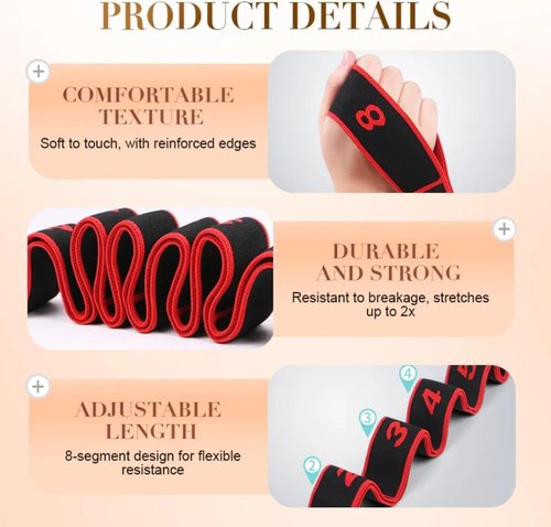 Fitness Resistance Band for Stretching and Yoga, Number Stretch Resistance Band with Clear Markings, 8-Section Elastic Training Bands(3PCS)