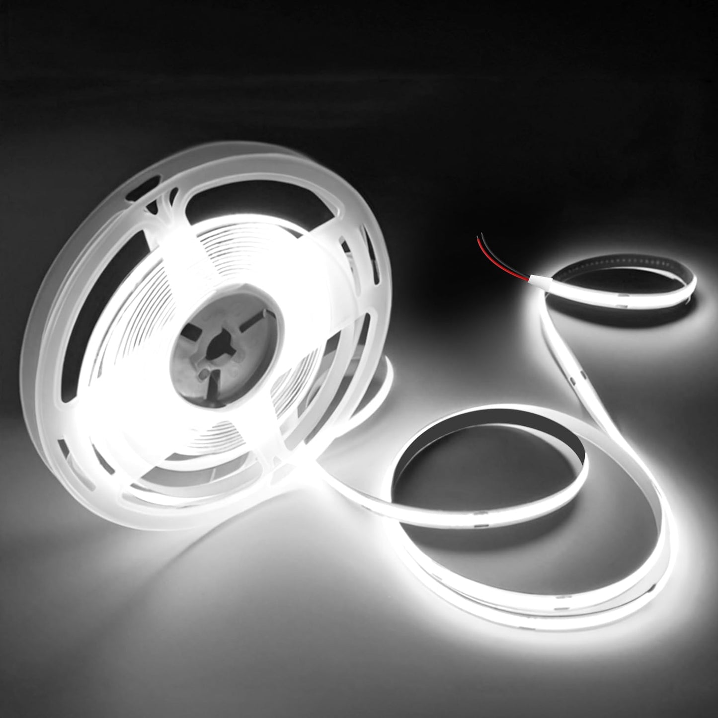 VOEWT COB LED Strip Lights Daylight White 6000K,16.4ft 12V High CRI 95Ra+ Super Bright,Flexible Tape Lights for Bedroom,Mirror,Kitchen Cabinet, Living Room(Power Supply Not Included)