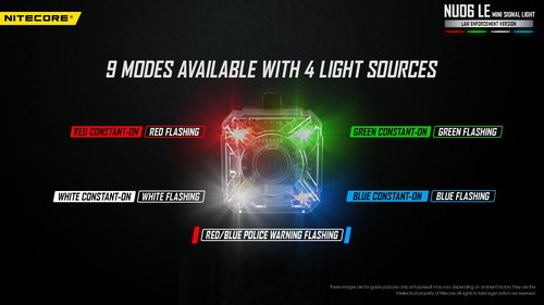 Nitecore NU06 LE 4-Color Rechargeable Signal and Safety Light, White, Red, Green, and Blue, Compatible with ARC Rail, Magnetic, MOLLE & Hook-and-Loop
