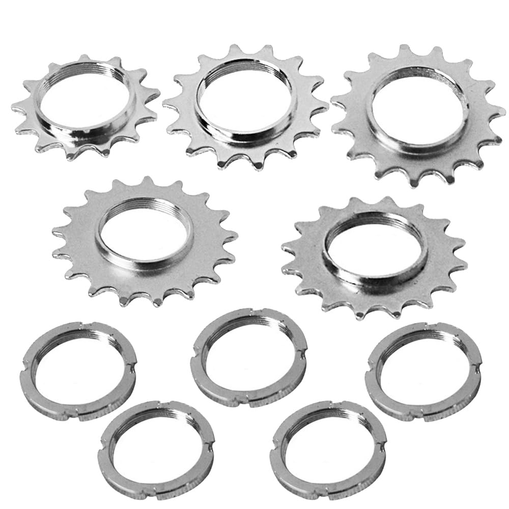 Yuauy 13T 14T 15T 16T 17T Bicycle Freewheels Single Speed Fixed Gear One Speed Bike Sprocket Cog w/Free Lock Ring 5 Sizes One Set