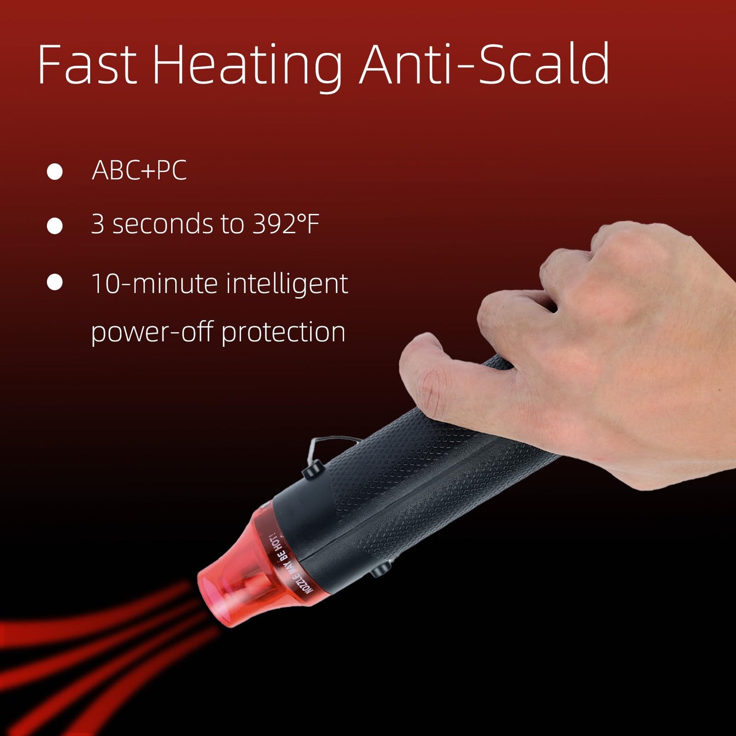 VortecSys Heat Gun for Crafting, 110V 300W Handed Hot Air Gun, 3.28FT Ultra-Long Cable Portable Heat Gun with Stand and Power Cord for Shrinking Wrapping PVC, DIY Embossing and Drying Paint (Black)