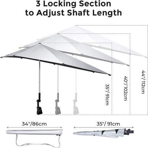 G4Free Adjustable UPF 50+ Chair Umbrella - Universal Clamp for Beach, Golf, Wheelchair, Stroller | Black