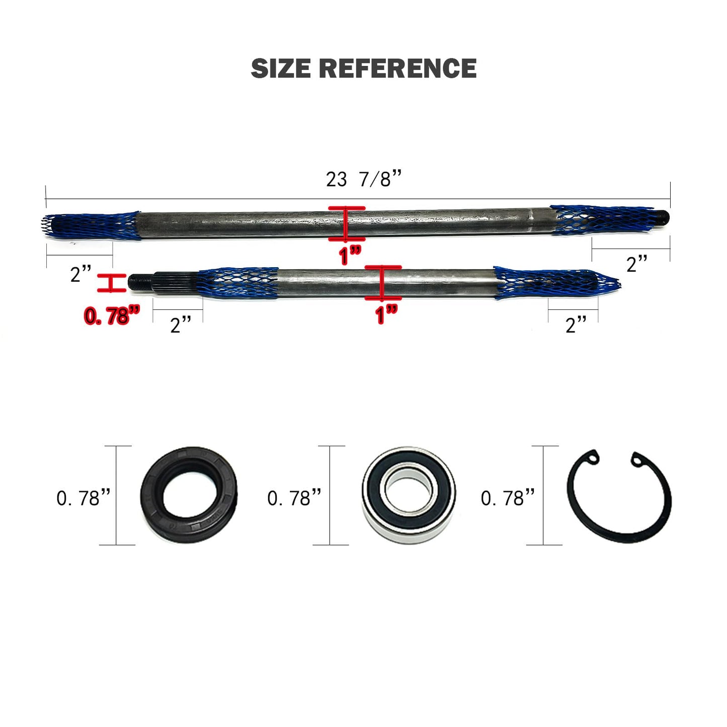 LOSTAR Golf Cart Driver/Passenger Side Rear Axle Shaft with Bearing Seal Kit Compatible with 1994-2013 EZGO TXT Medalist Replacement OEM# 20377G11 20377G12