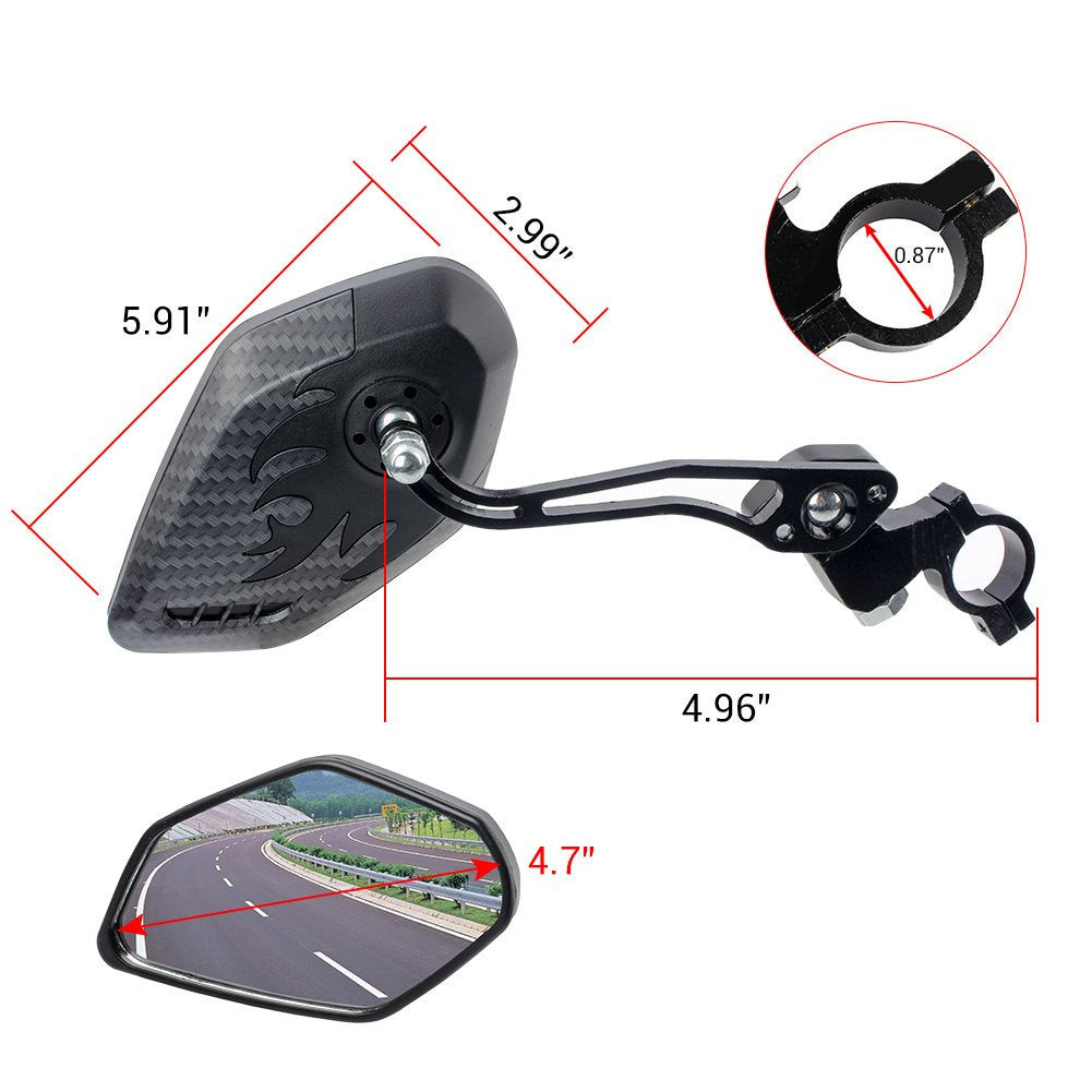 GES Bike Mirrors - 360 Degree Adjustable Bicycle Cycling Rear View Helmet Mirror for Mountain Bike, Electric Bike - 2 Packs of Safety Rearview Mirror