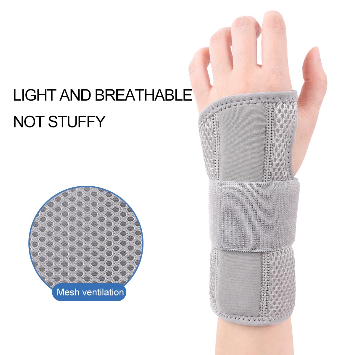 Carpal Tunnel Wrist Brace Night Support with Splints Right Hand, Hand Brace for Arthritis, Tendonitis, Sprain, Injuries, Wrist Pain Relief, Adjustable and Breathable