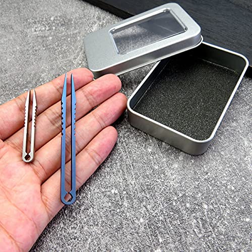 Mini Titanium Tweezers Set - 2pcs Portable EDC Tool - Blue
