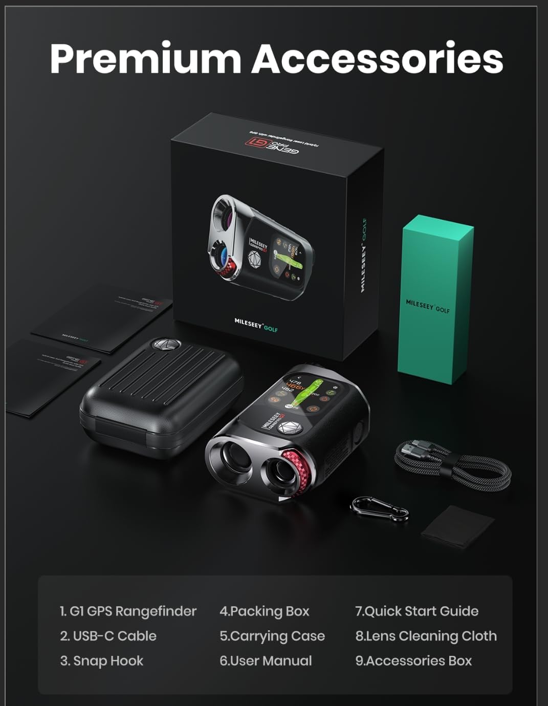 MILESEEY GenePro G1 GPS Rangefinder - Touchscreen, 1300 Yards, 43000+ Courses, Red & Green Display