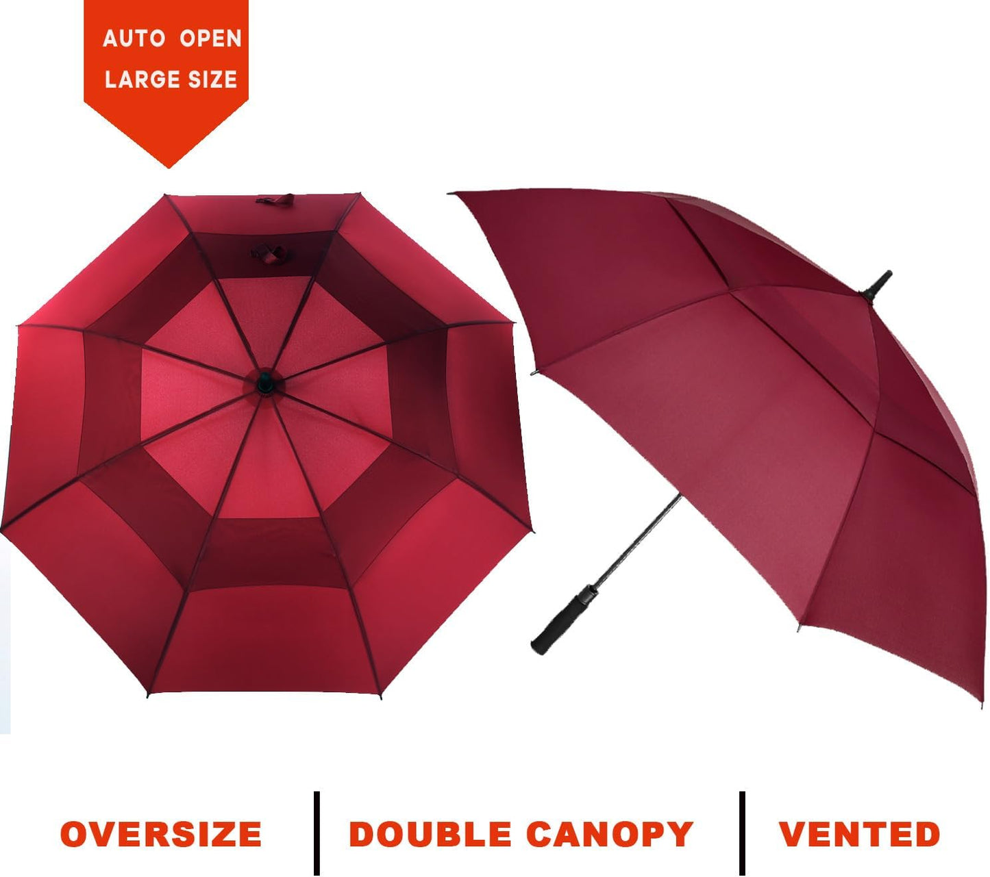 Skiennix Golf Umbrella - Extra Large 72-Inch Double Canopy, Windproof & Waterproof, Automatic Open