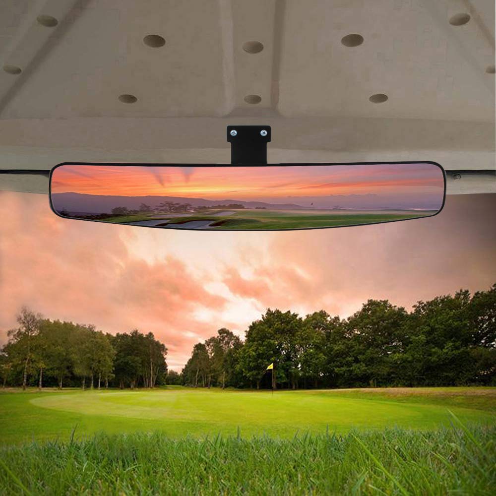 HKOO Extra Wide Convex Rear View Mirror for Golf Cart, 16.5" - Compatible with EZ Go, Club Car, Yamaha
