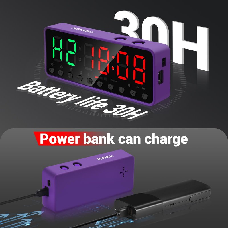 Digital Interval Timer with LED Display, Workout Timer/Purple Button