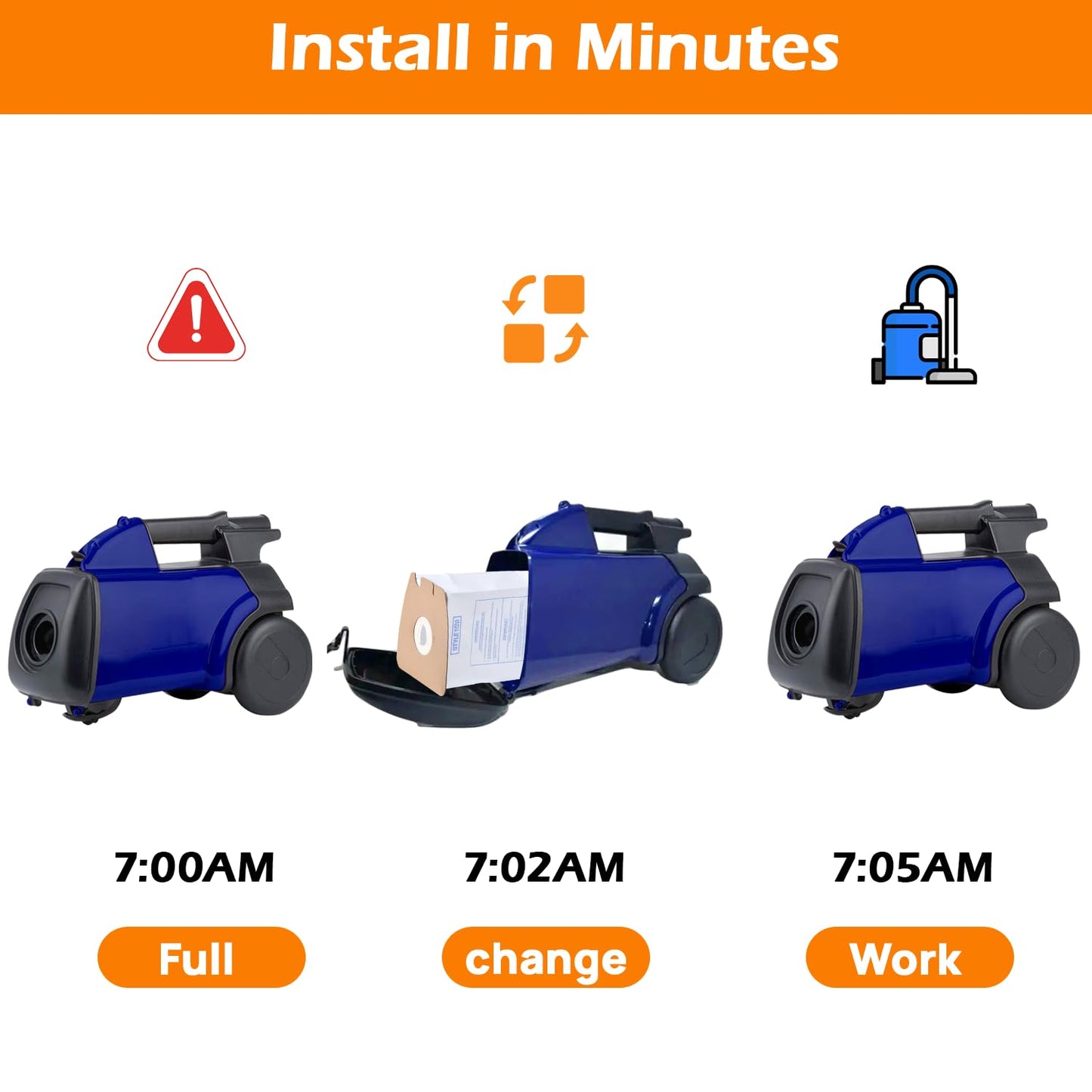 8-Pack Style MM Vacuum Bags for Eureka Mighty Mite 3670 & 3680 Canister Vacuums – Replaces Parts 60295, 60295A, 60295B, 60295C, 60296 & 60297A – Effective Filtration