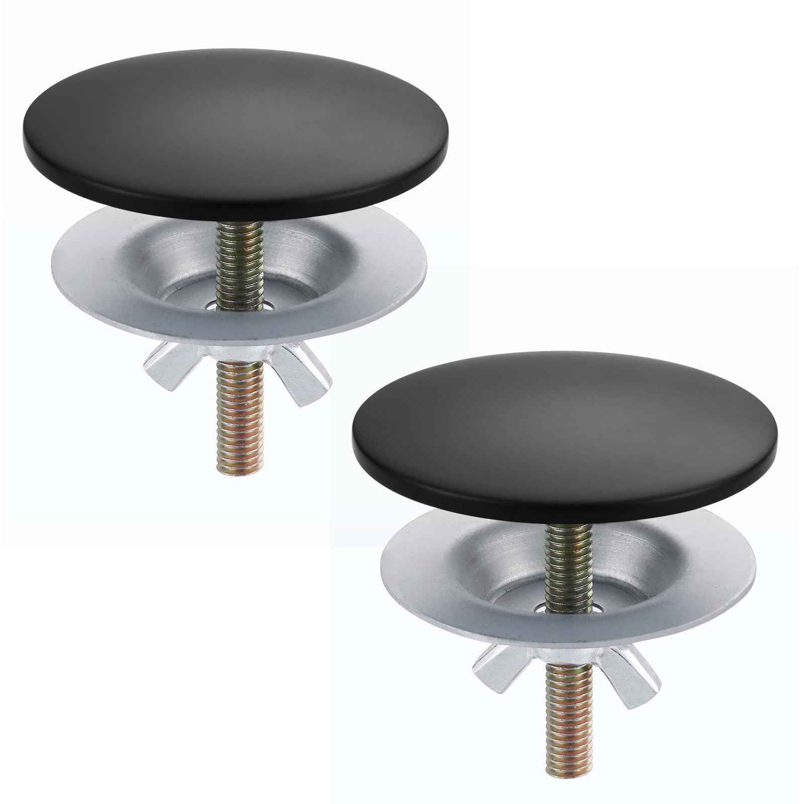 Brass Metal Faucet Hole Cover, 2-PCs Plug for Sink Countertop, Matte Black