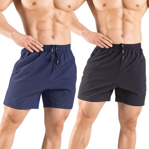Gaglg Men's Running Shorts - Quick Dry Athletic Gym Shorts with Zipper Pockets | 5" Length, 2 Pack