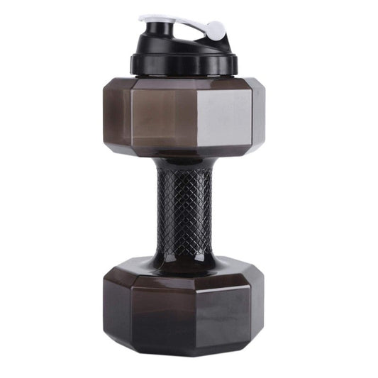 LAVEN 2.2L Large Capacity Dumbbell Shaped Exercise Sports Water Bottle, Fitness Gym Training Cup with Leak Proof Lid, Outdoor Recreation Camping Hiking Water Bottle (black)