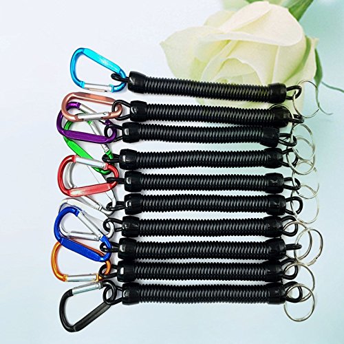 Retractable Coil Keychain Holder with Carabiner - Pack of 6