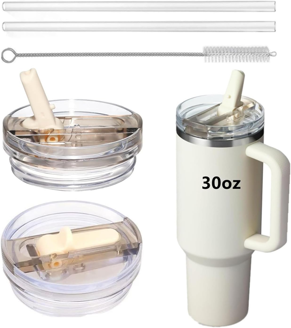 Stanley Quencher Protour Tumblers - 30oz No Spill Flip Straw Lid - 2 Pack in Cream