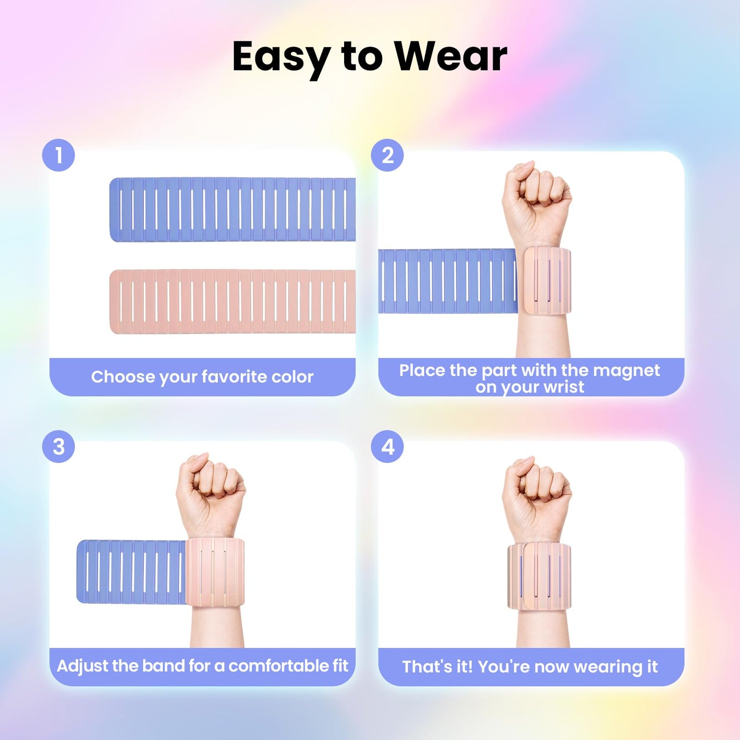 Ziokhans Adjustable Hidden Magnetic Ankle & Wrist Weights, Skin-Friendly Breathable and Waterproof Silicone Design for Women & Men - Ideal for Fitness, Yoga, Running, Cycling & Swimming, 2-Pack, 1LB Each (Purple and Light Yellow)