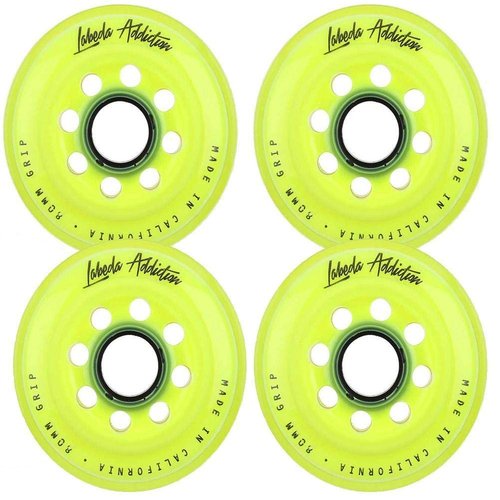 Labeda Addiction Inline Roller Hockey Skate Wheels Set of 4 (Yellow, 76mm)